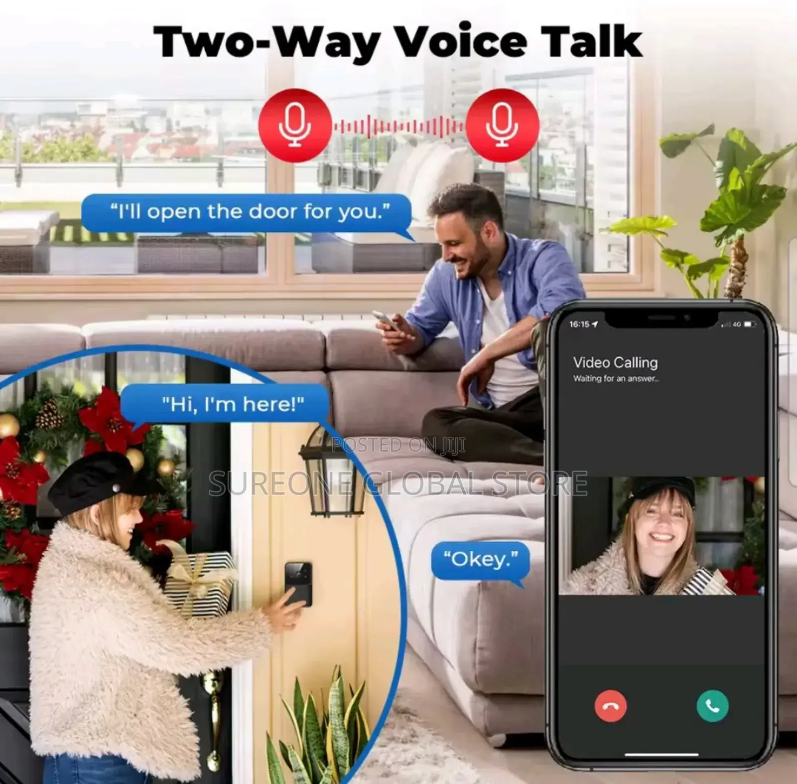 Wireless Smart Doorbell Home Security Camera With Alexa