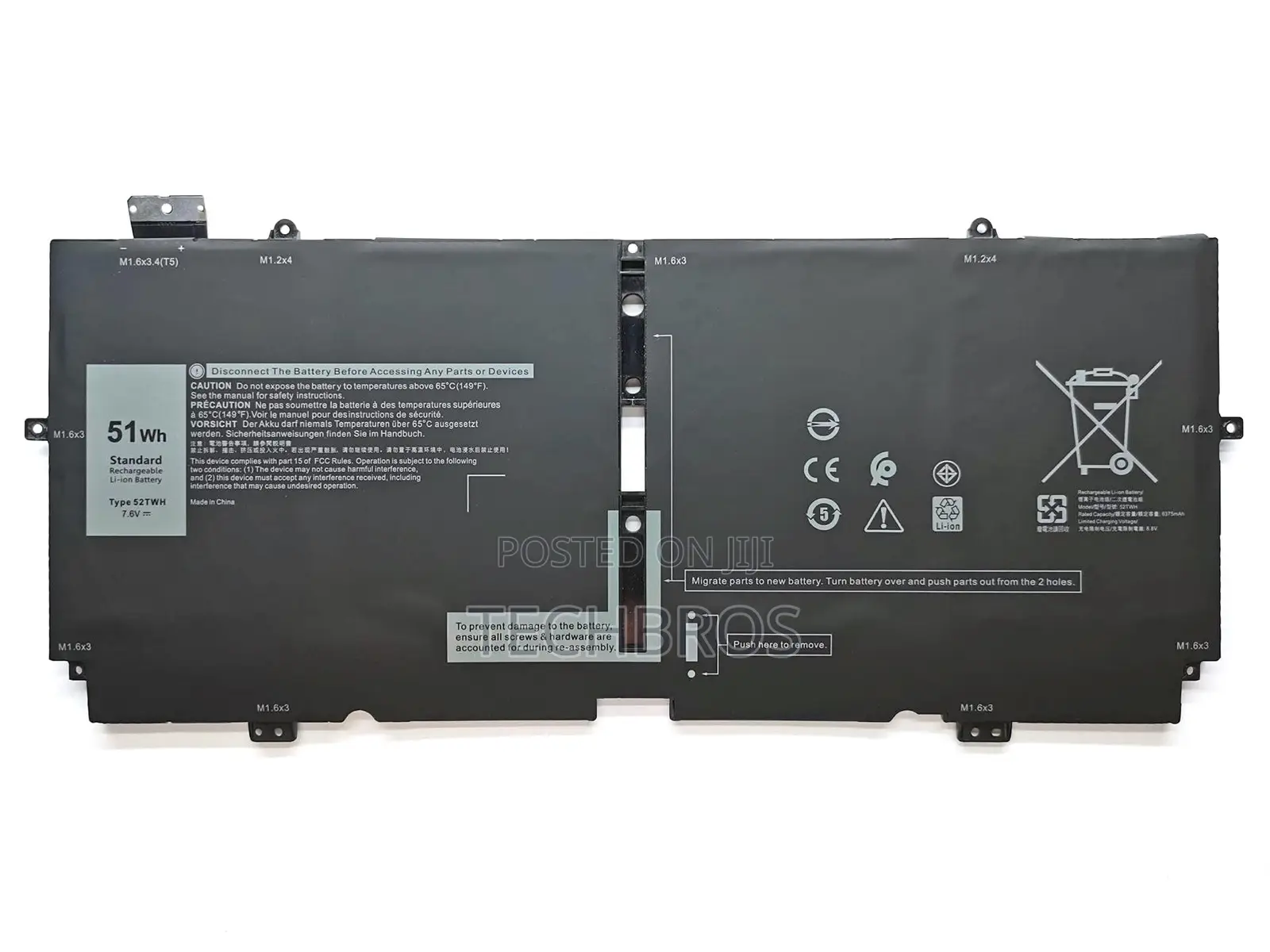 Original Battery For Dell Xps 13 7390 2-1 52twh/X1w0d
