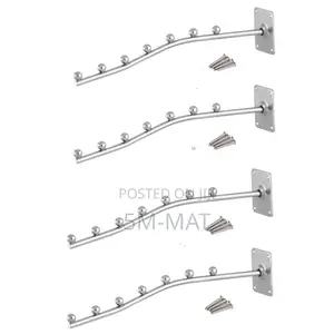 Wall Mount Waved Hanger Rack With 7 Beads for Clothes Hanging