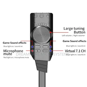 7.1 Channel Usb 2.0 Audio Sound Card Adapter,3.5mm Aux Microphone Jack