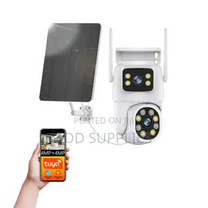Tuya Wifi Solar Security Camera 8mp Double Lens Camera With Alexa