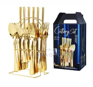 25pieces Premium Stainless Steel Cutlery Set Available in Gold Silver