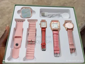 I-530 Smartwatch That Comes With 3 Female Quartz Leather Watches-Pink