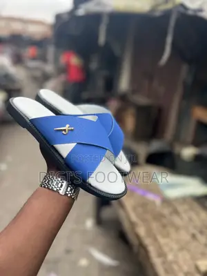 Blue Leather Slipper With Ash Inner