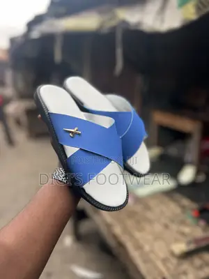 Blue Leather Slipper With Ash Inner