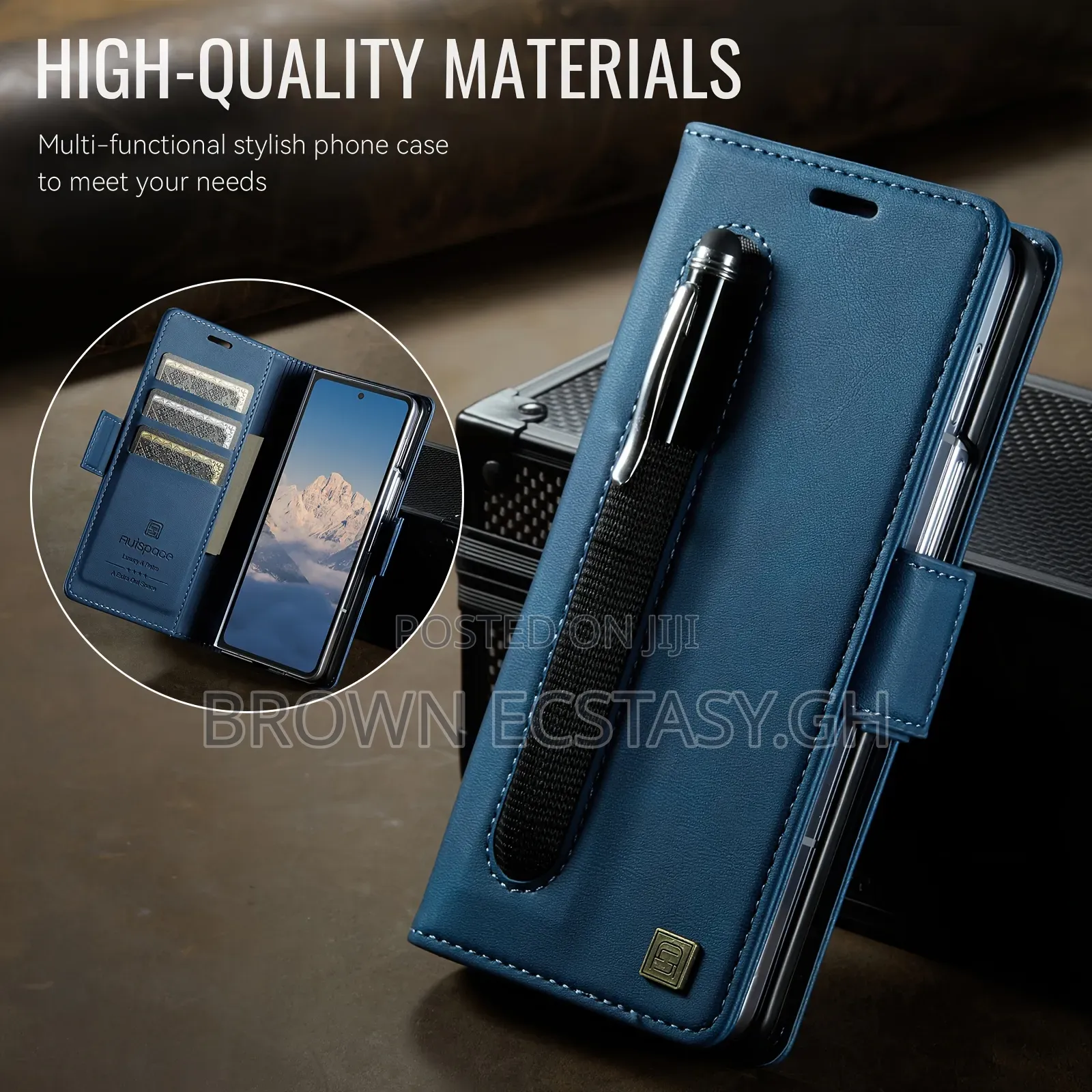 Autspace Z Fold 7/8 Ultra Leather Case With Pen Holder