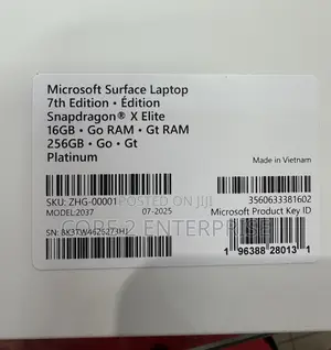 New Microsoft Surface Laptop 16GB Qualcomm Snapdragon X Elite SSD 256GB