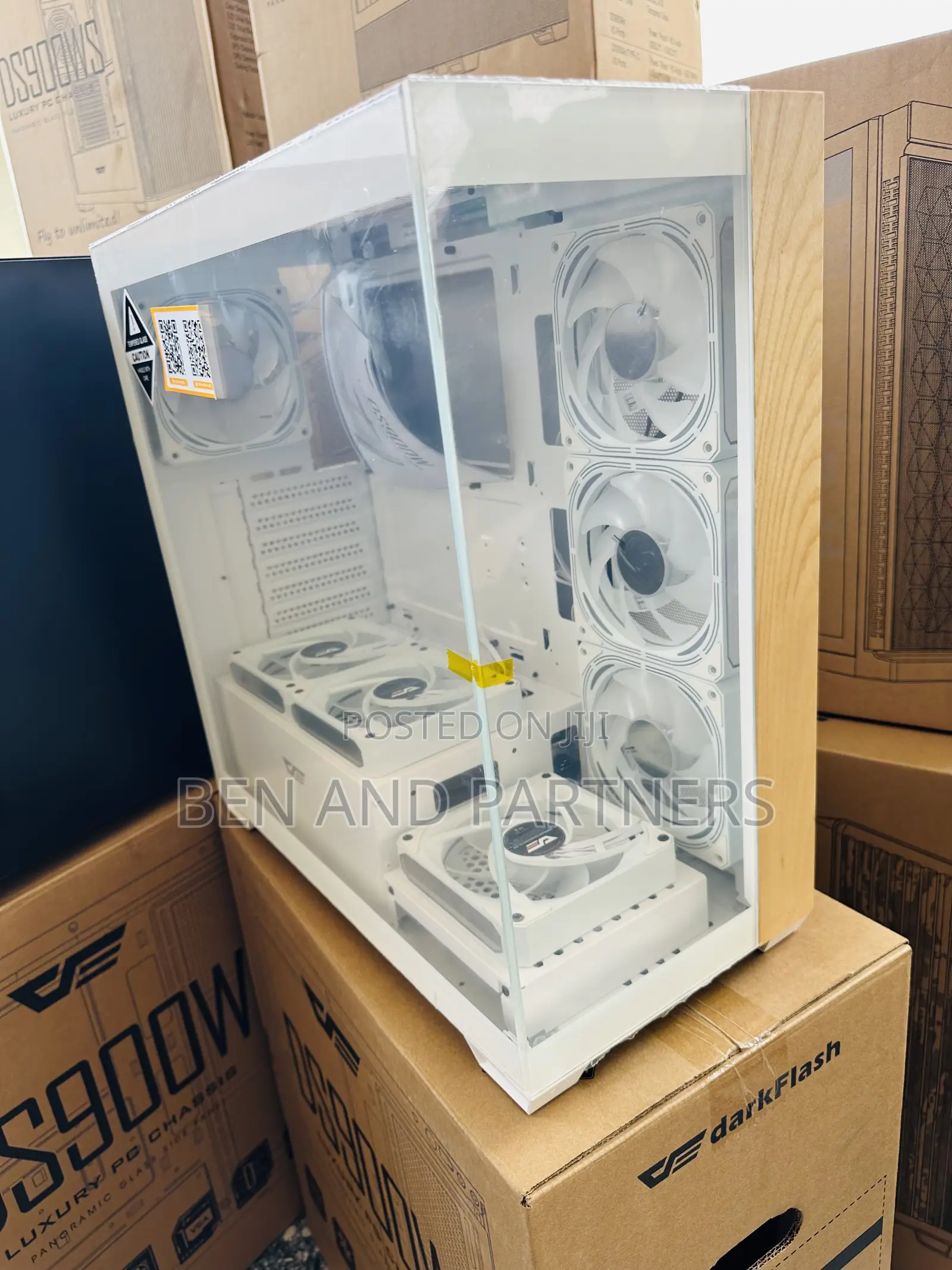 Darkflash Ds900w Atx Case With 7-argb Fans, Tempered Glass, Walnut