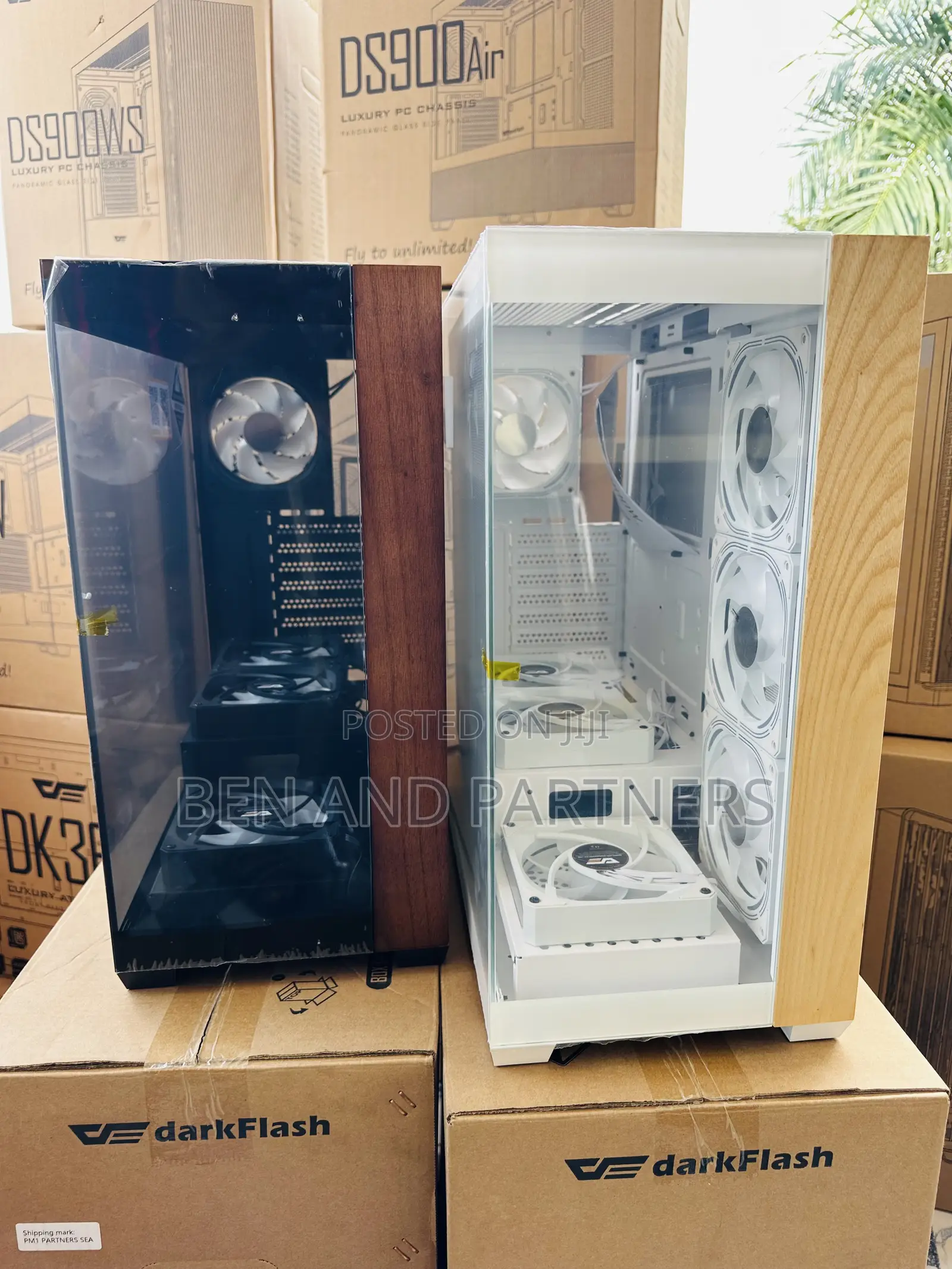 Darkflash Ds900w Atx Case With 7-argb Fans, Tempered Glass, Walnut