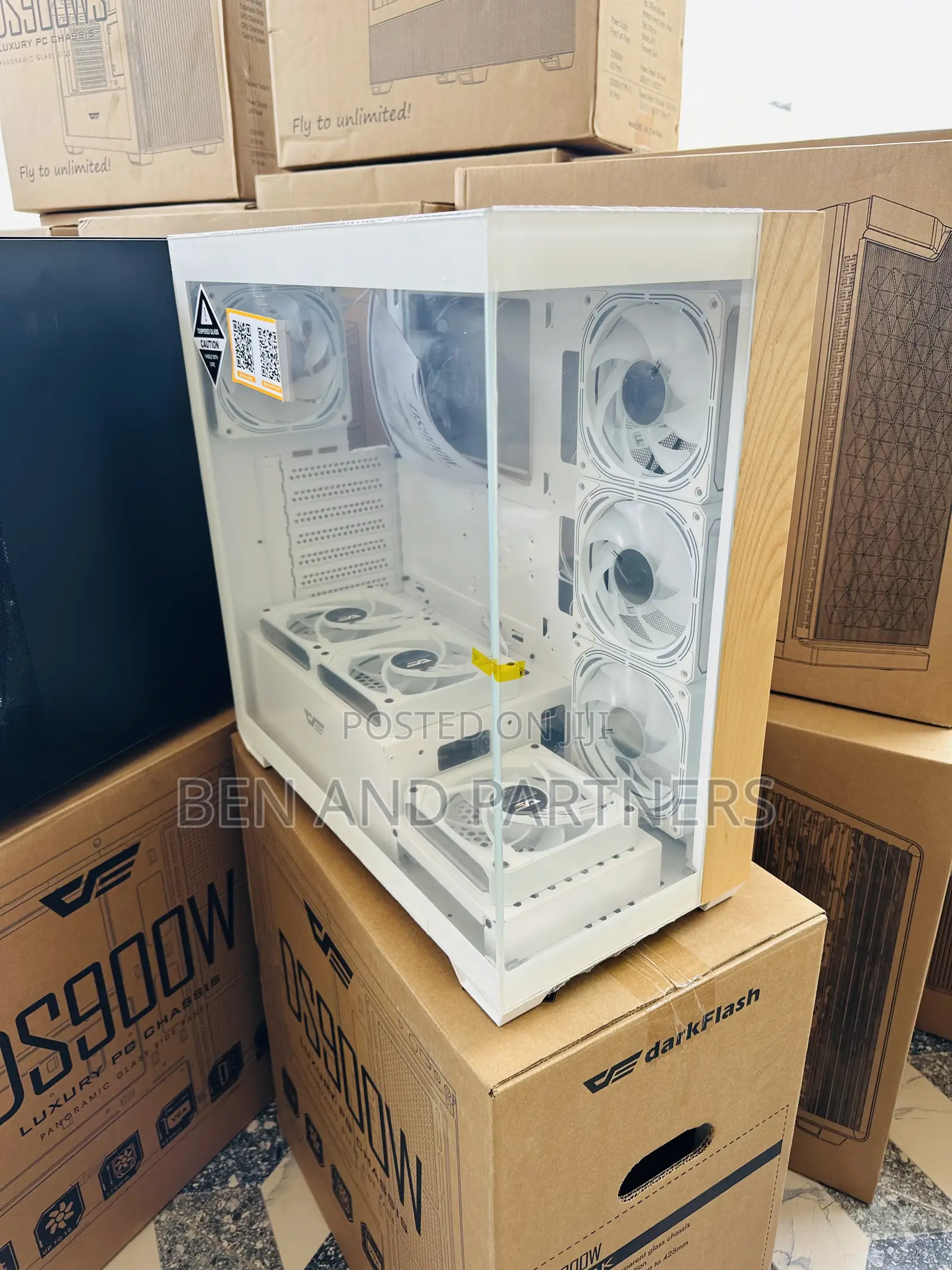 Darkflash Ds900w Atx Case With 7-argb Fans, Tempered Glass, Walnut