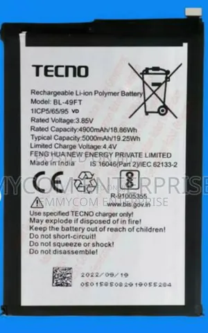 Tecno Camon 15 Battery With Replacement