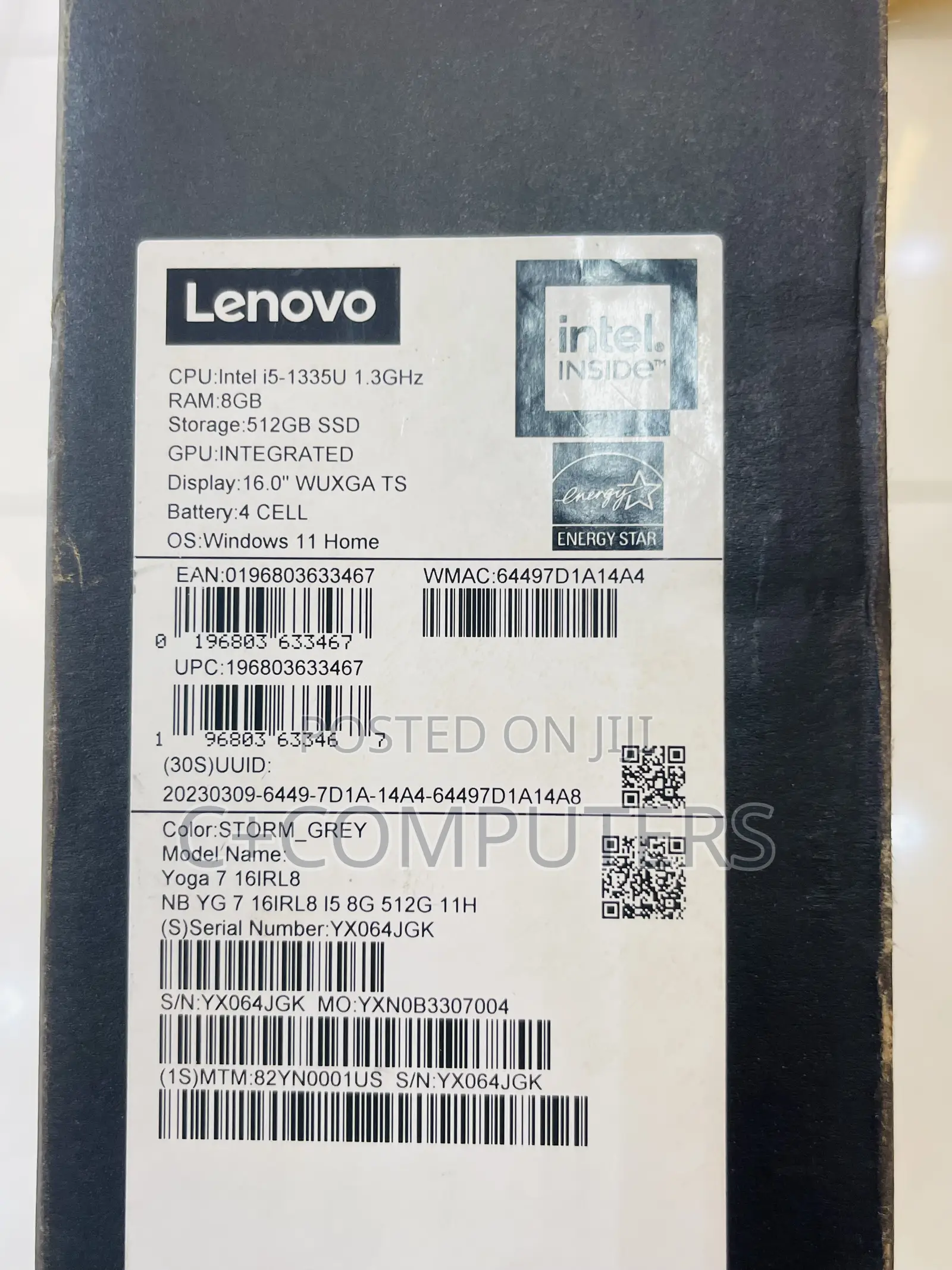 New Laptop Lenovo Yoga 7i 8GB Intel Core I5 SSD 512GB