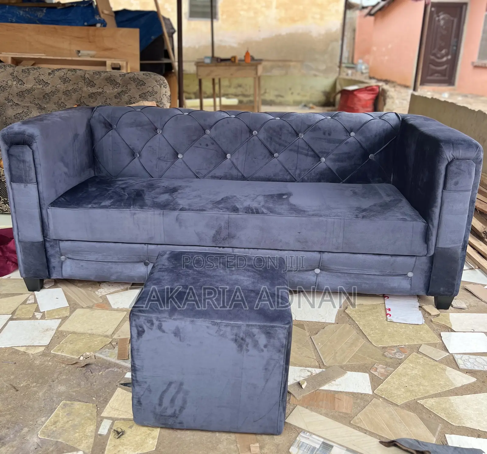 Dark Gray Sofa + Coffee Table
