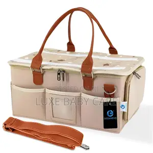 Diaper Caddy Organizer Bag With Lid and Removable Shoulder Strap