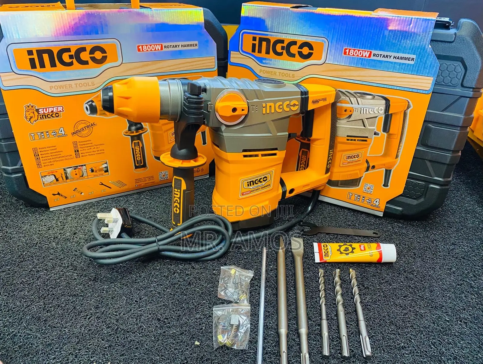 1800 Watt Rotary Hammer With 5pcs Bits Included- Rh18008