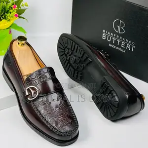 Gianfranco Butteri Coffee Buckled Men Loafers Shoe