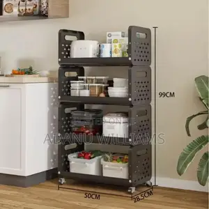 Multipurpose 4-Tiers Kitchen Storage Rack With Wheels