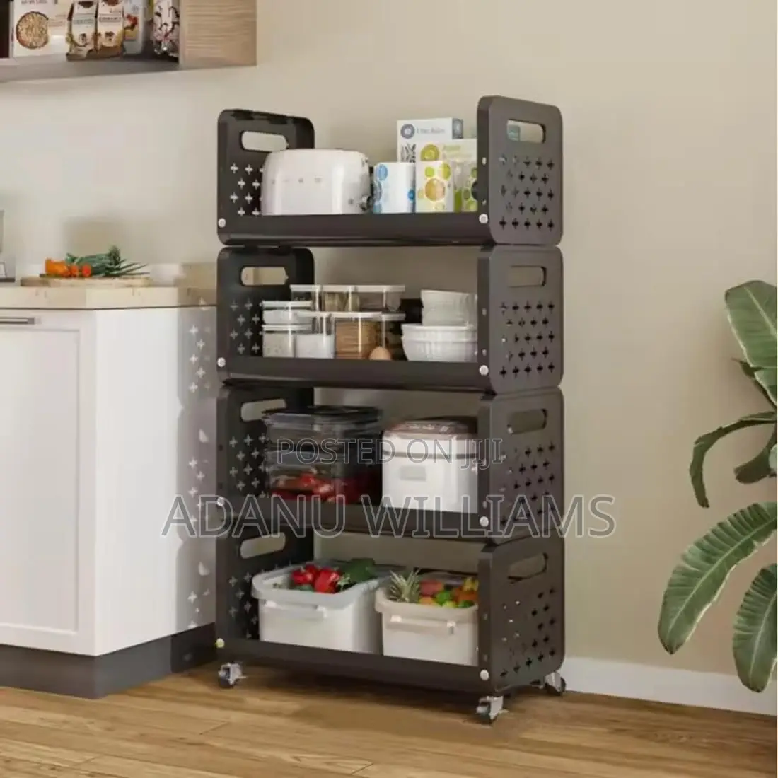 Multipurpose 4-Tiers Kitchen Storage Rack With Wheels