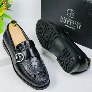 Gianfranco Butteri Black  Buckled Men Loafers Shoe