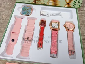 I-530 Mini 4-in-1 Smart Watch 2 Straps With 3 Quartz Watches - Pink