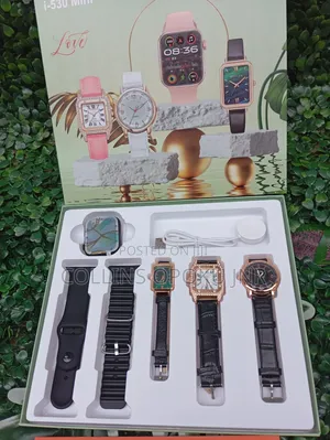 I-530 Mini 4-in-1 Smart Watch 2 Straps With 3 Quartz Watches - Black