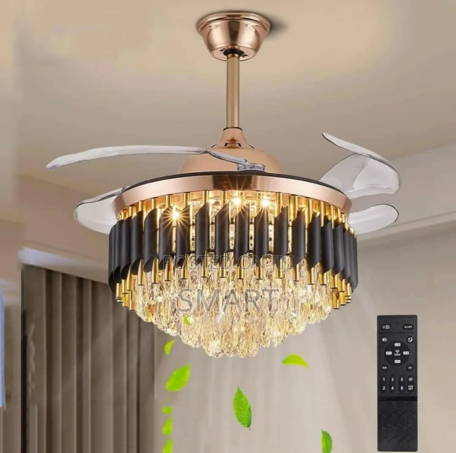 Morden Crystal Chandelier Ceiling Fanlight With Bluetooth Control