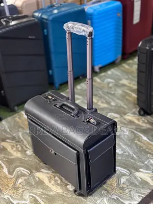Genuinely Pure Leather Pilot Briefcase Trolley Bag.