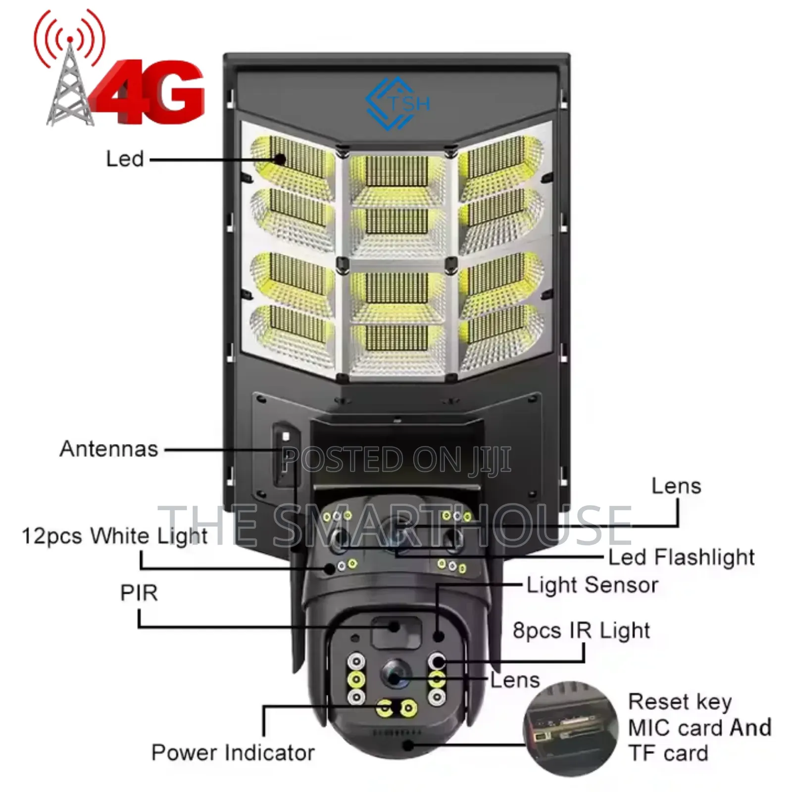 TSH- 4g Solar Streetlight Dual Lens CCTV + Free Memory Card
