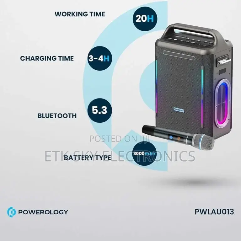 Powerology TWS 200w With Mic and Remote Karaoke Speaker