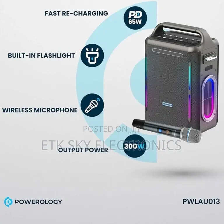 Powerology TWS 200w With Mic and Remote Karaoke Speaker