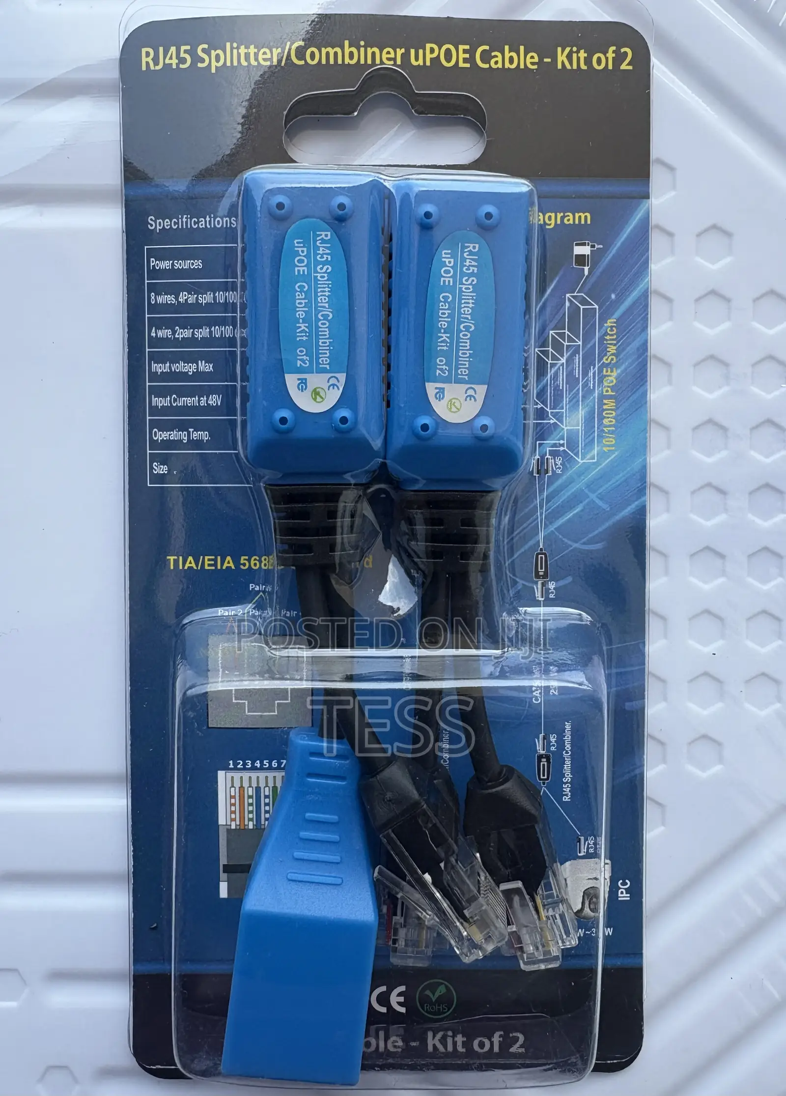 Rj45 Splitter Combiner Upoe Cable, Two Poe Camera