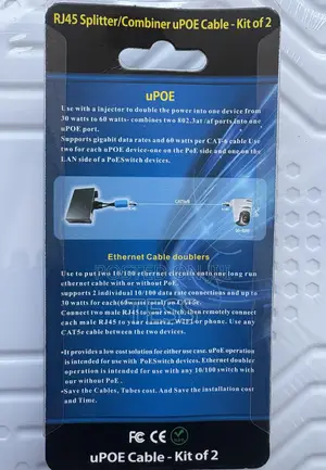 Rj45 Splitter Combiner Upoe Cable, Two Poe Camera
