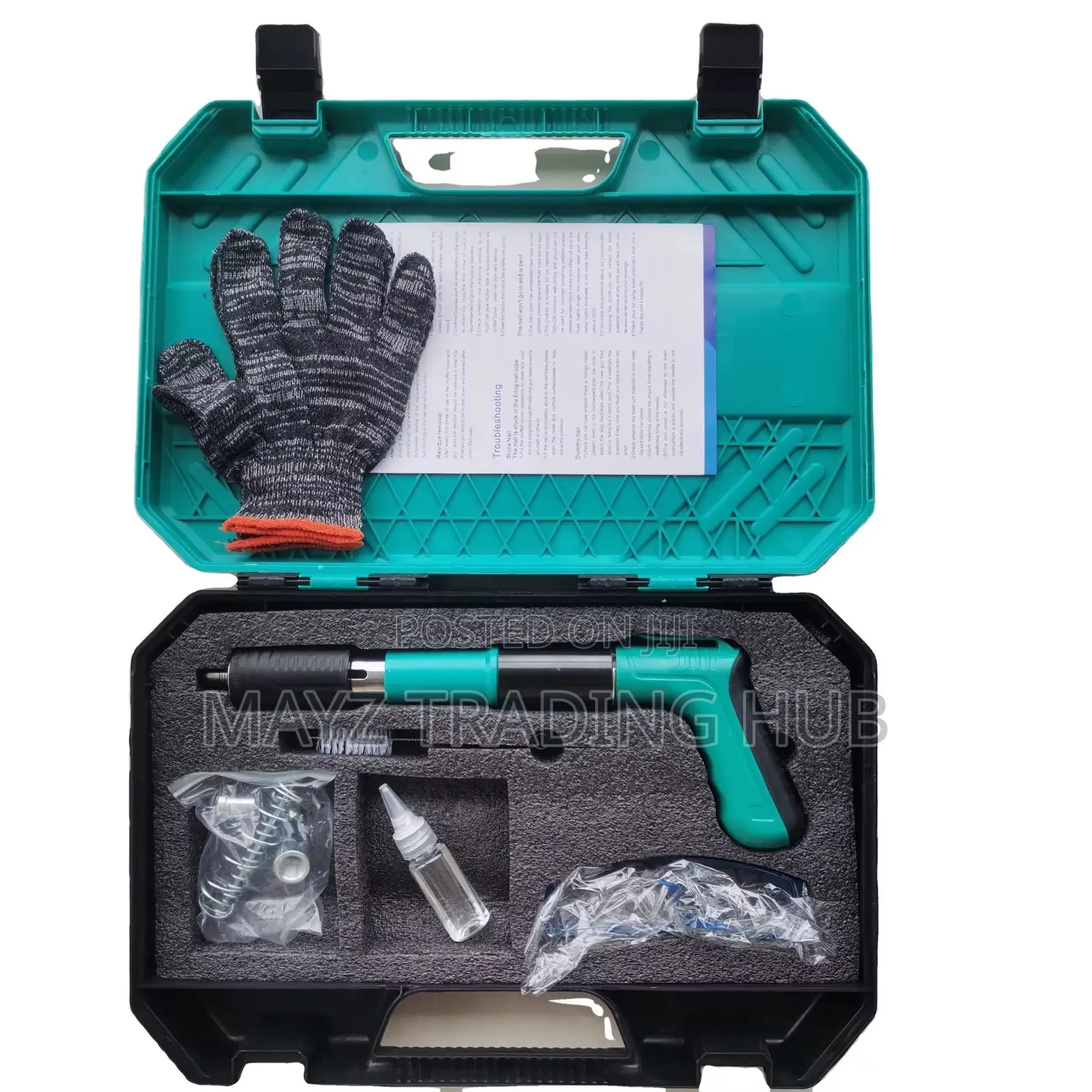 Nail Gun With Nails,Gloves And Googles