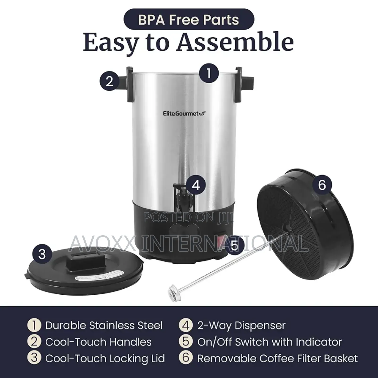 Elite Gourmet CCM-035 Maxi-Matic 30 Cup Stainless Steel Coffee Urn
