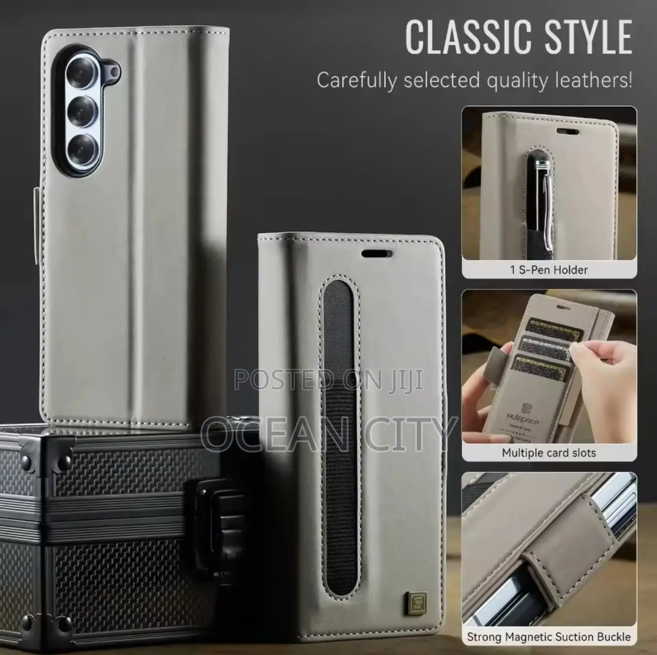 Leather Case for Samsung Galaxy Fold 4, 5, 6, 7