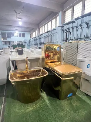 Imported Pure Gold Wc_golden Water Closet With Hanging Basin Complete