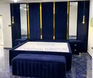 Over Size Queen Size Bed Frame Ottoman and Side Drawers