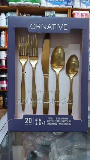 Ornative Flatware Stainless Steel, Matte-Gold Finish, 20pc Set
