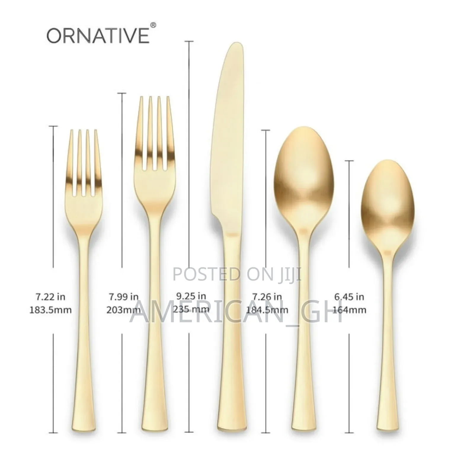 Ornative Flatware Stainless Steel, Matte-Gold Finish, 20pc Set
