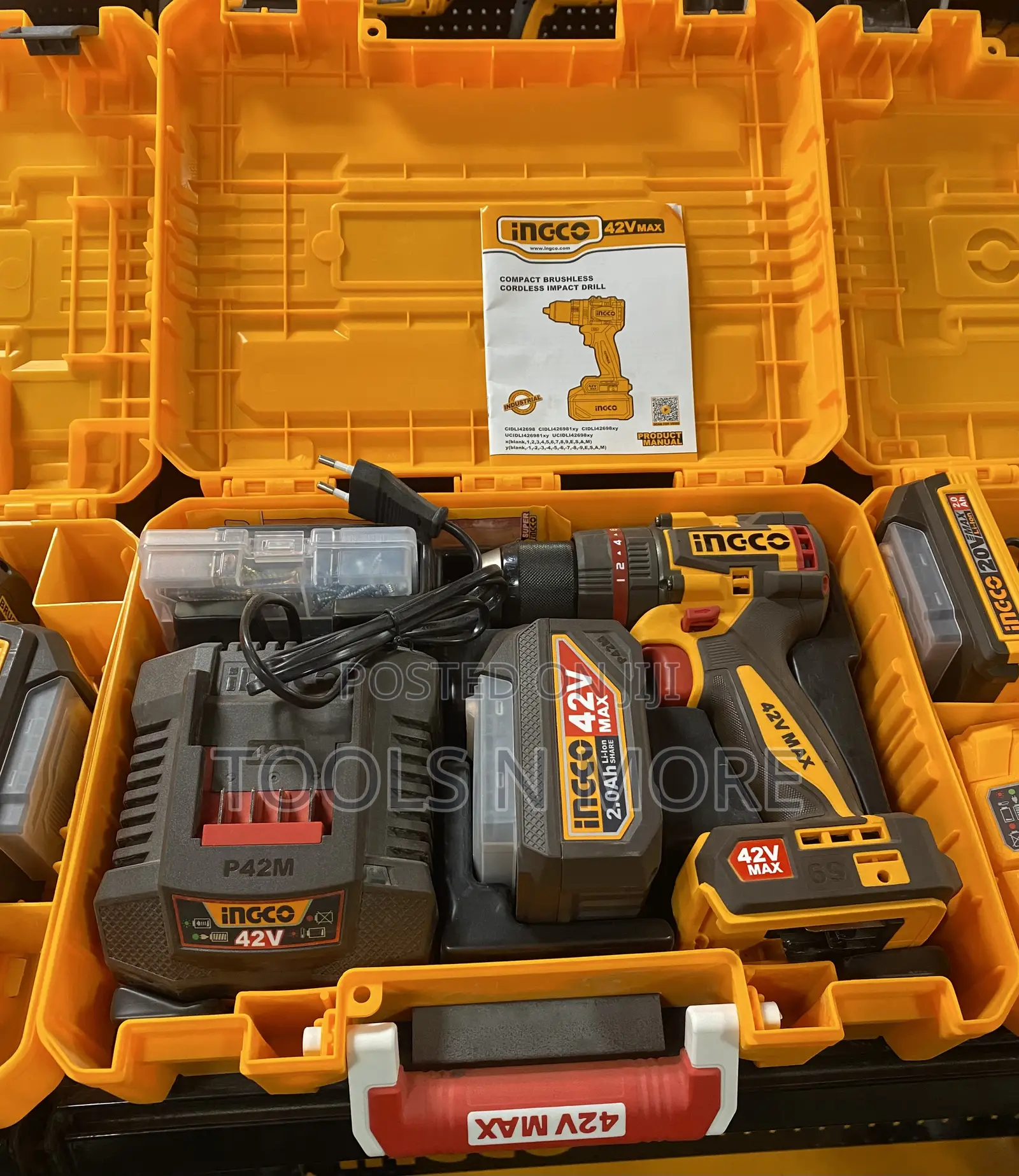 Ingco 42v Compact Brushless Cordless Impact Drill (69nm)