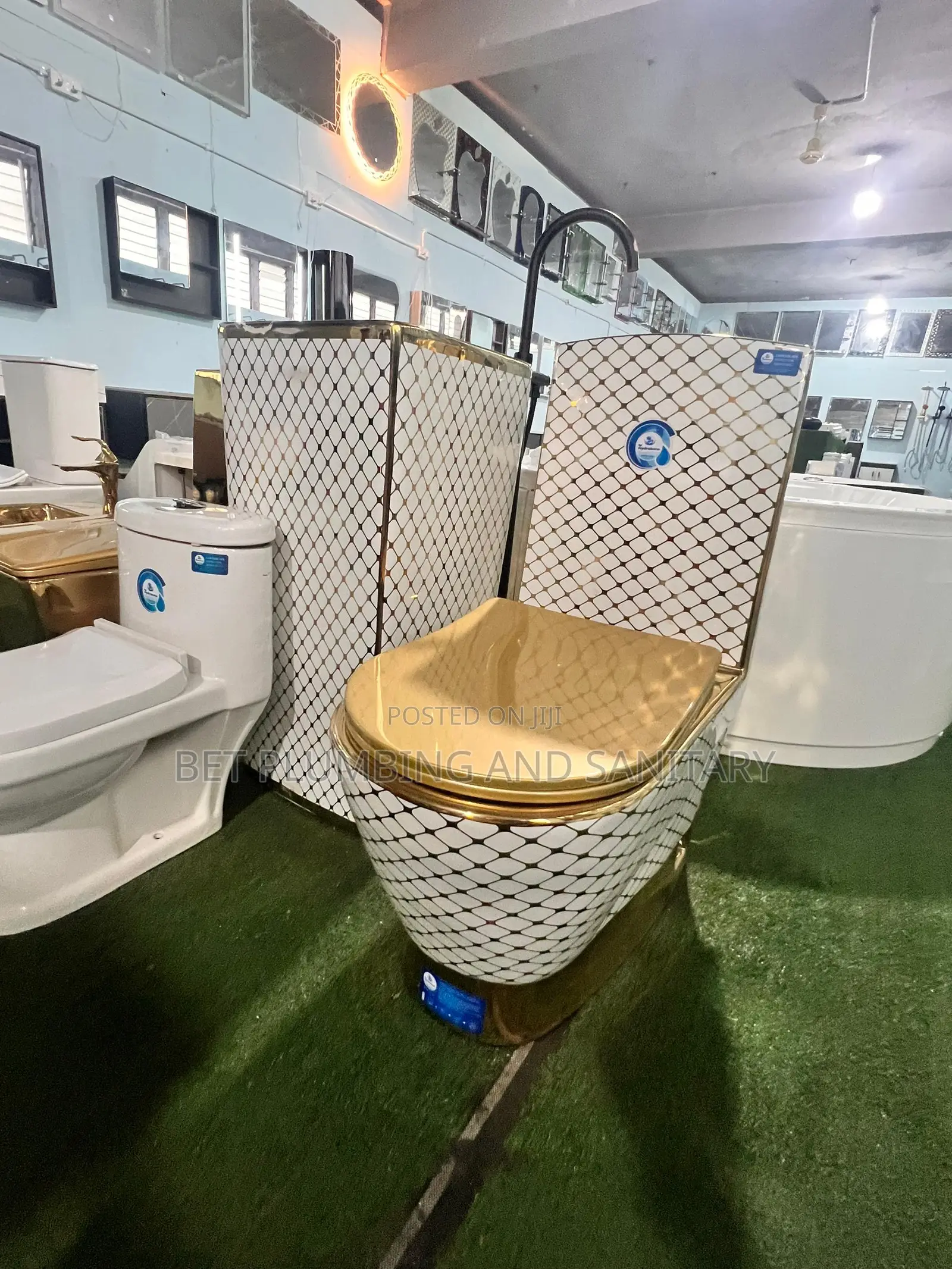 European_white and Gold Water Closet With Standing Basin Complete_wc