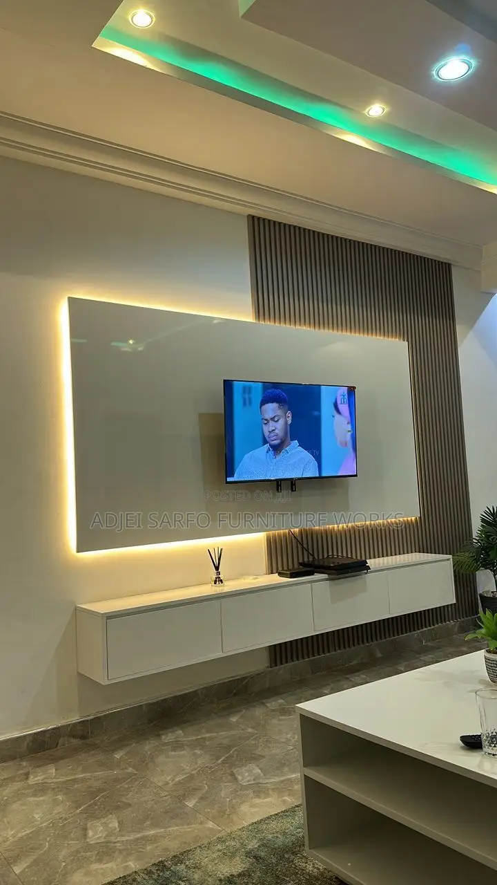 Foreign Tv Stand With Led Board and Wall Panels