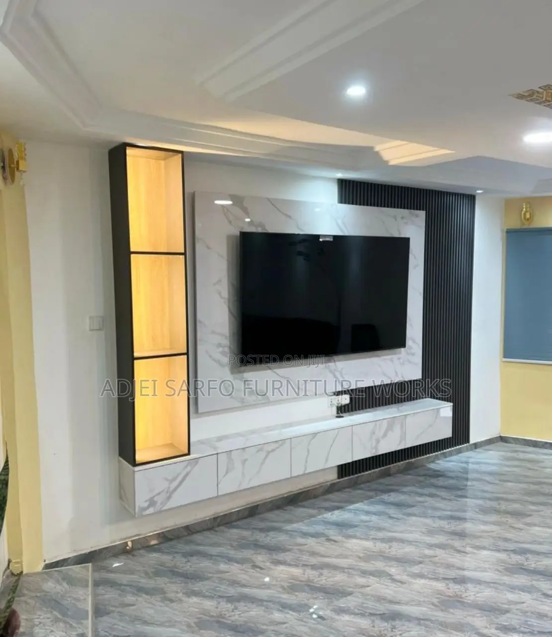 Original Modern Tv Stand With Wall Panels and Tv Board