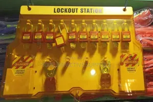 Safety Lock Out Station With Padlocks, Scissor Locks And Tags.
