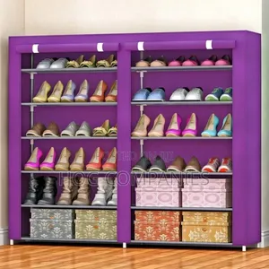 Fabric-Covered 6 Layer Shoe Rack