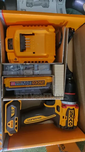Ingco Cordless Brushless Compact Drill - Battery Charger 55nm 20v