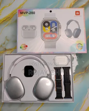 MVP-280 Combo Pack – Smart Watch + Headphones + Airpods - Silver