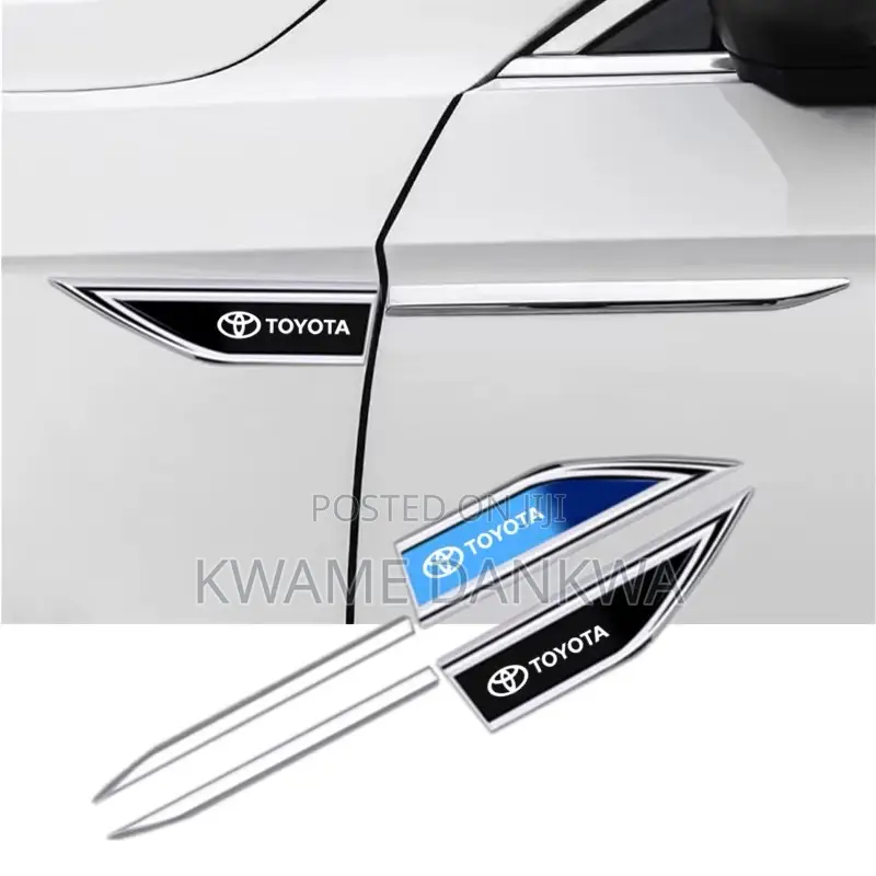 2 Pcs Metal Car Fender Decoration Stickers With Car Model Logo.