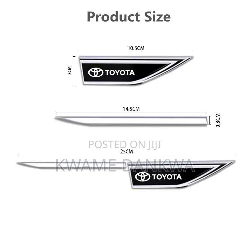 2 Pcs Metal Car Fender Decoration Stickers With Car Model Logo.