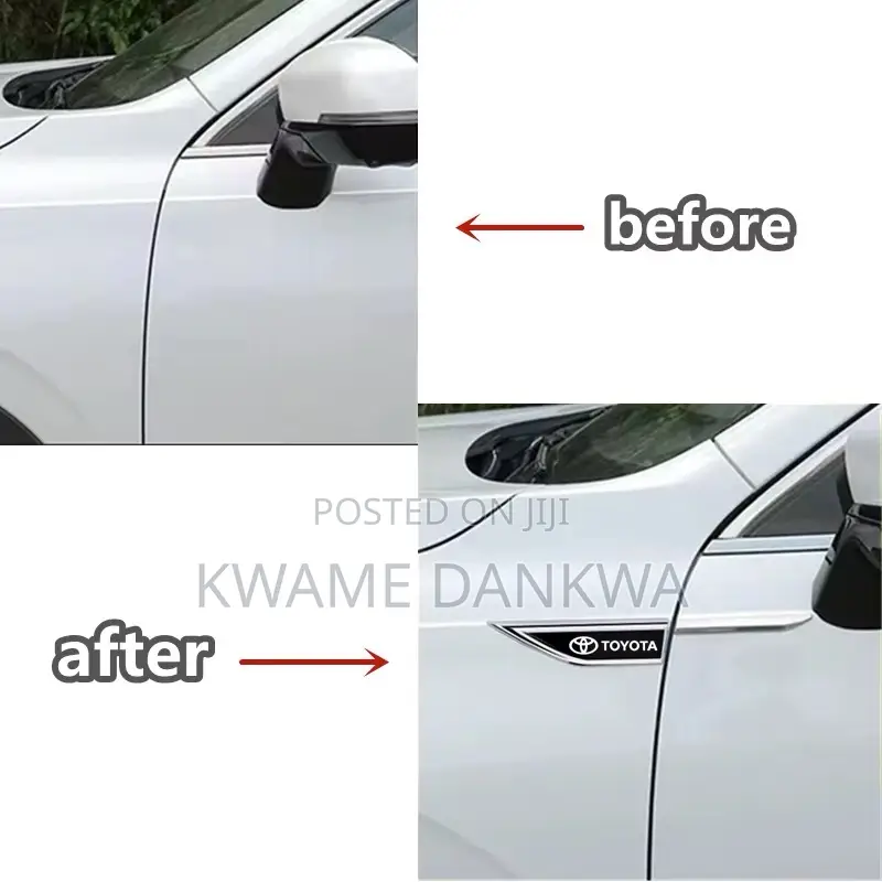 2 Pcs Metal Car Fender Decoration Stickers With Car Model Logo.